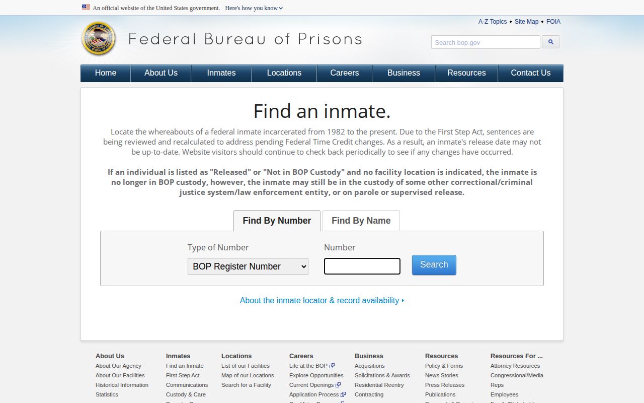 Treutlen County federal released inmate BOP locator