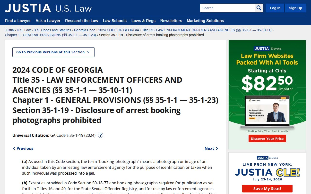 Georgia statute for Treutlen County released inmate mugshot requests